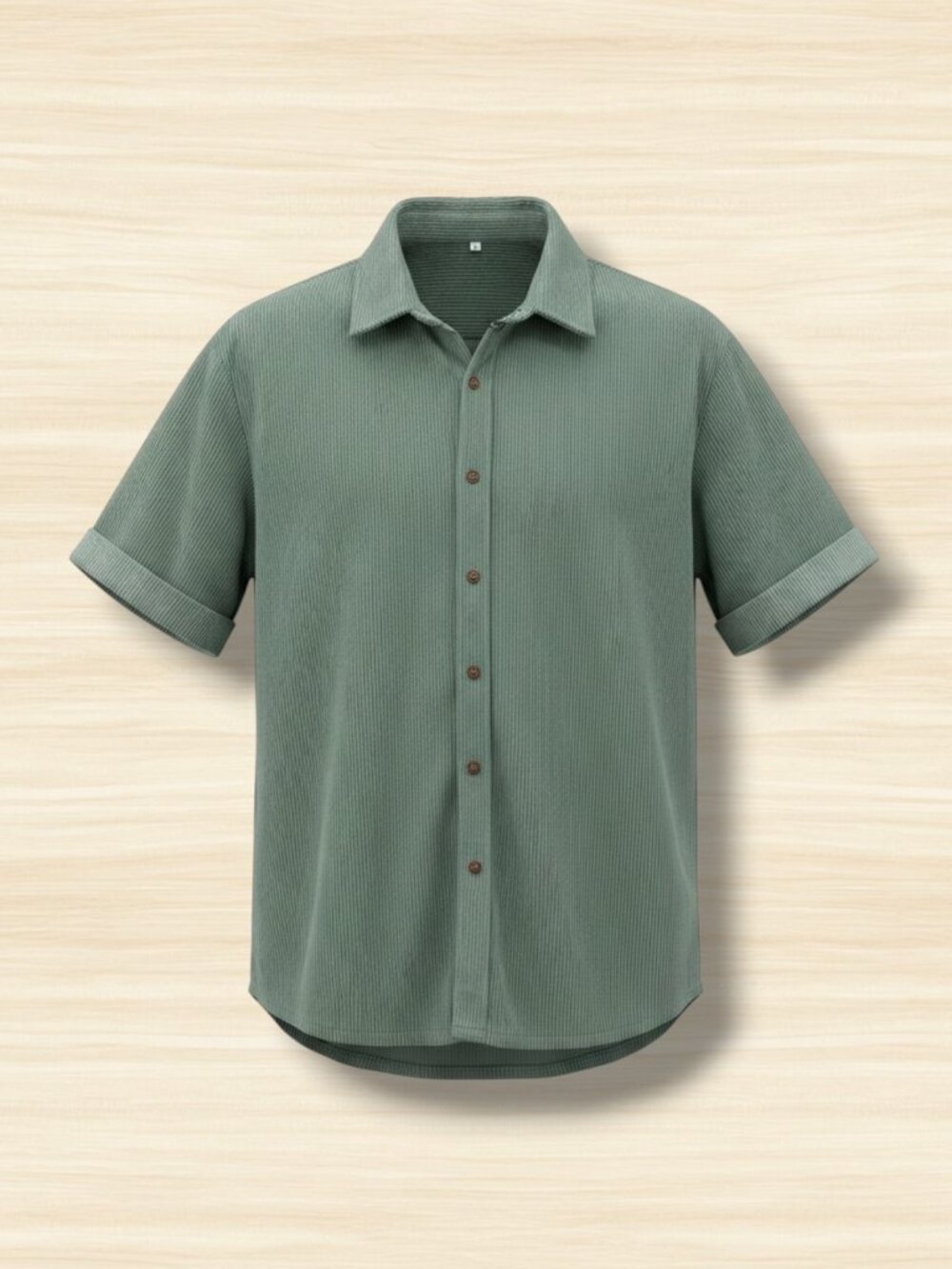 Hooyi Men’s Corduroy Short Sleeve Collar Shirt L